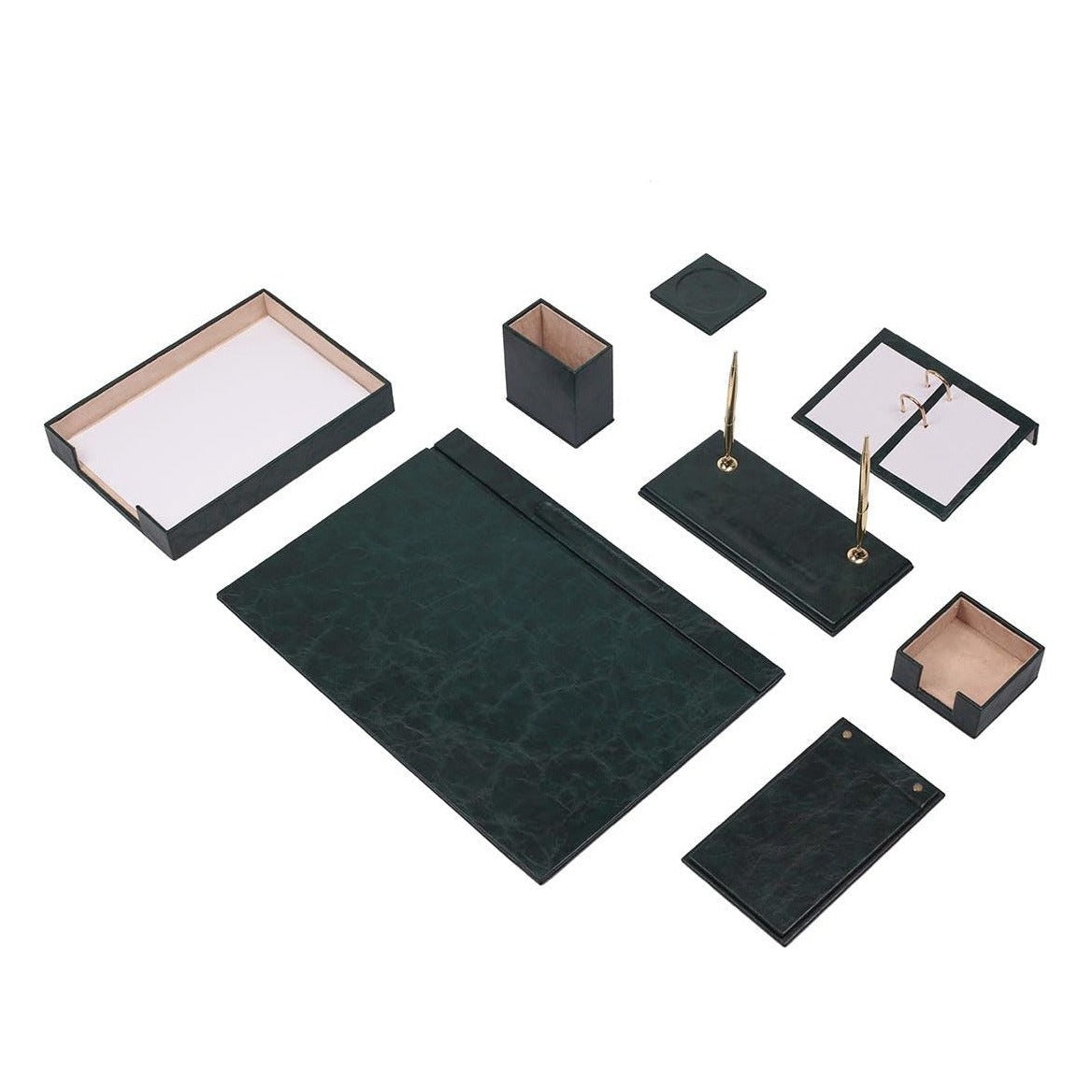 Luna 10-teiliges Executive-Schreibtischset aus Kunstleder – Produktansicht 1