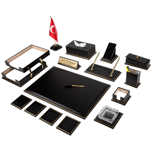 Luxury Genuine Leather Desk Set – 12 Piece Executive Office Collection