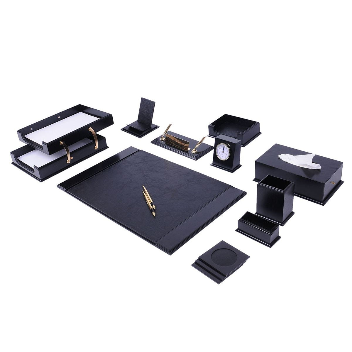 Prestige Premium Wooden Desk Set 14 Pieces With Custom Nameplate