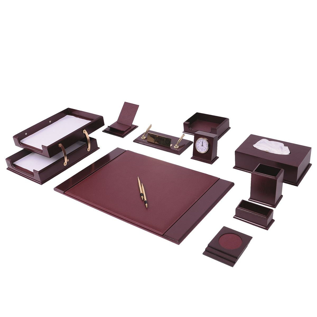 Prestige Premium Wooden Desk Set 14 Pieces With Custom Nameplate