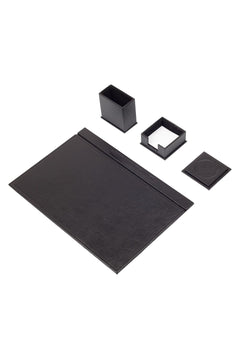 Luna - Set da scrivania blu in similpelle da 5 pezzi con portabiglietti e accessori da scrittura – vista del prodotto 6