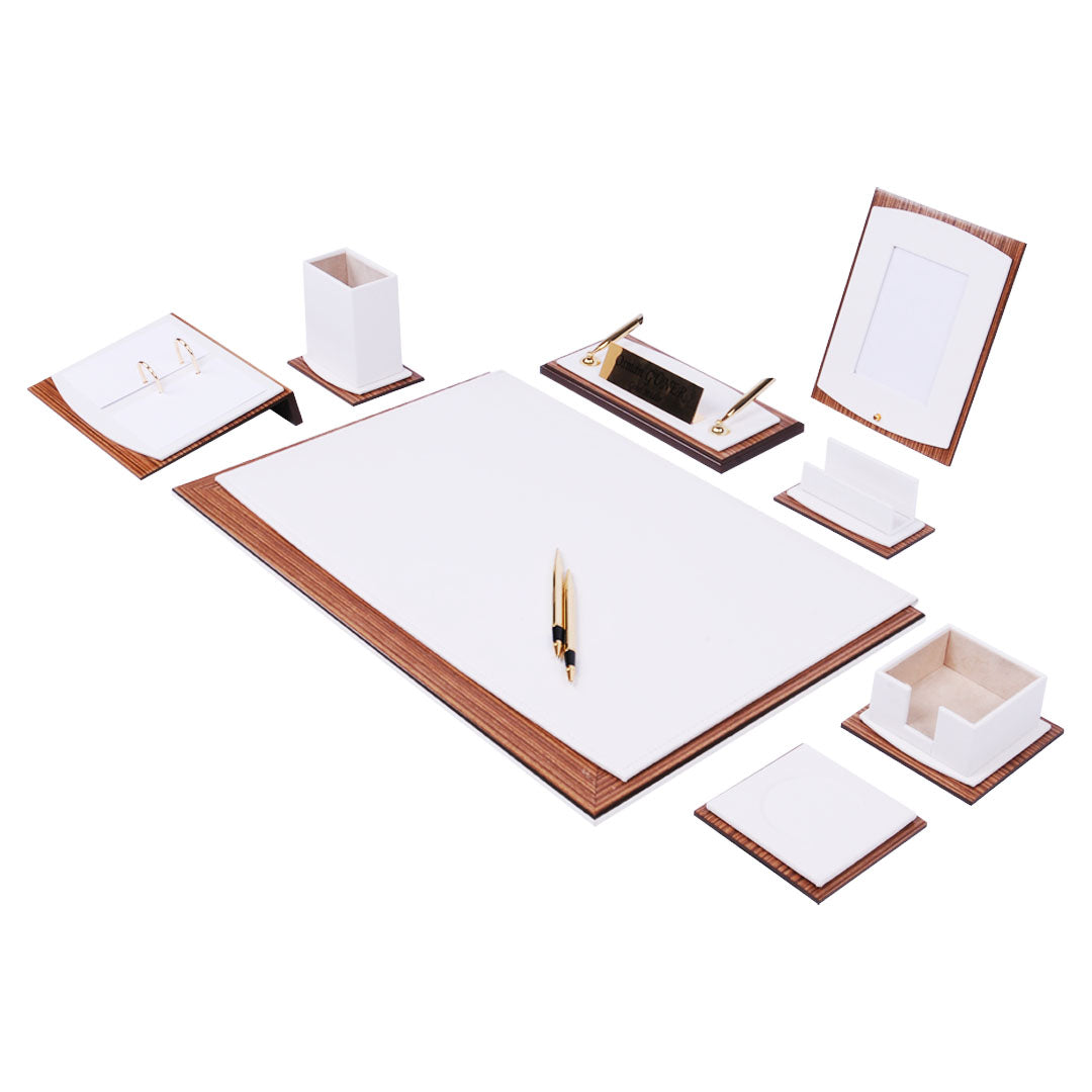 Star Luxury Black Leather Desk Set 10 Pieces With Customizable Nameplate