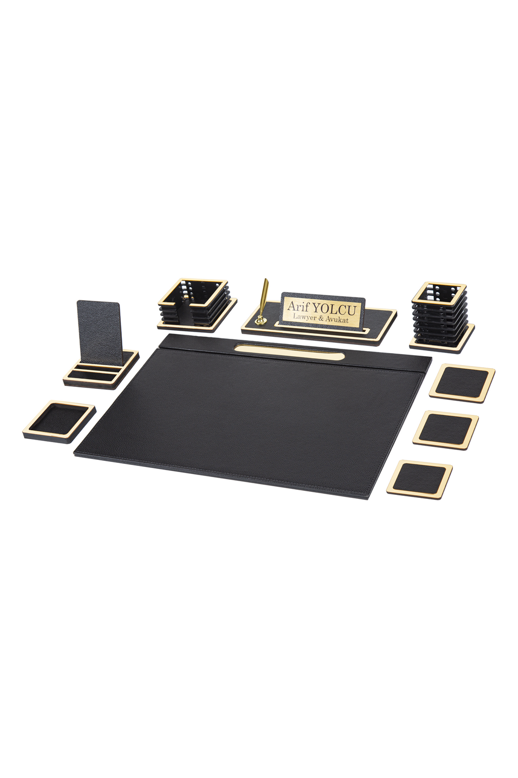 VESTA Wooden Desk Set - 9 Accessories