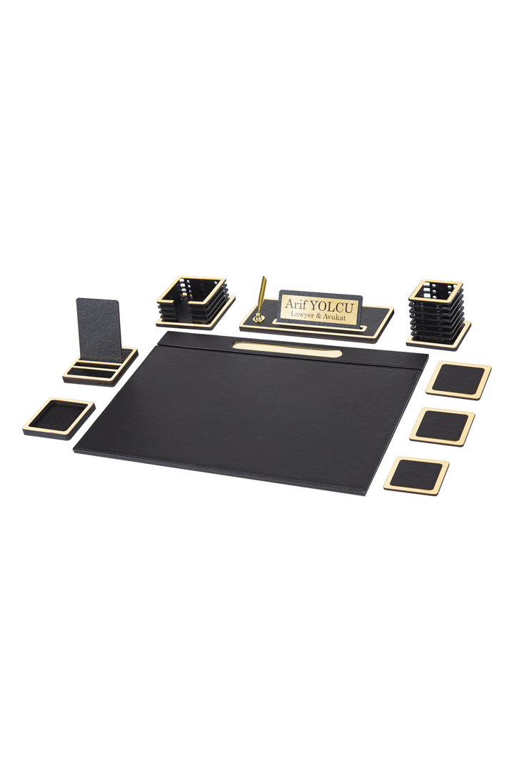 VESTA Wooden Desk Set - 9 Accessories