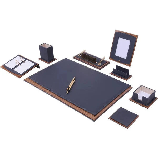 Star Luxury Black Leather Desk Set 10 Pieces With Customizable Nameplate