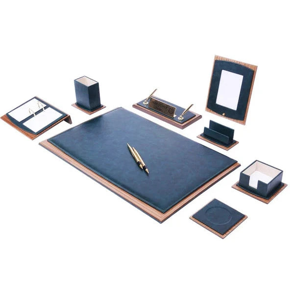 Star Luxury Black Leather Desk Set 10 Pieces With Customizable Nameplate