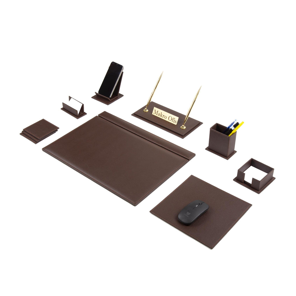 VENUS Leather Desk Set - 12 Accessories - Black