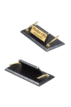 Elegance - Set da scrivania nero in similpelle da 11 pezzi con orologio integrato, vassoio doppio e targhetta personalizzata – vista del prodotto 6
