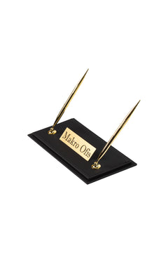 Venus - Set de escritorio negro de 12 piezas en cuero sintético, mouse pad y placa personalizada – vista del producto 2