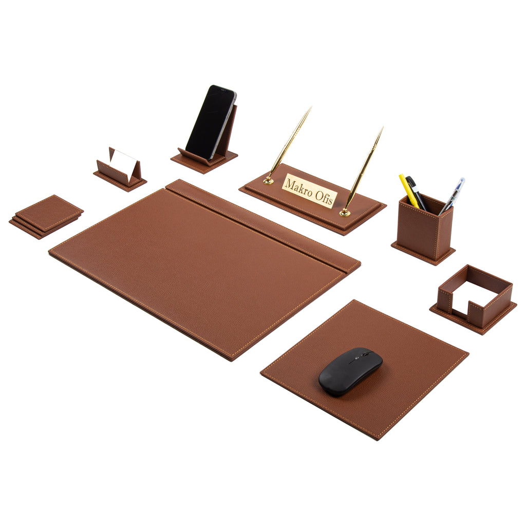 VENUS Leather Desk Set - 12 Accessories - Black