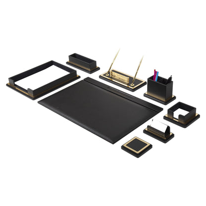 Pulsar Luxury Leather Desk Set – 10 Piece Executive Office Desk Organizer (Gray)