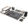 Cloud Luxury Leather Desk Set – 10 Piece Executive Desk Organizer (Gray)