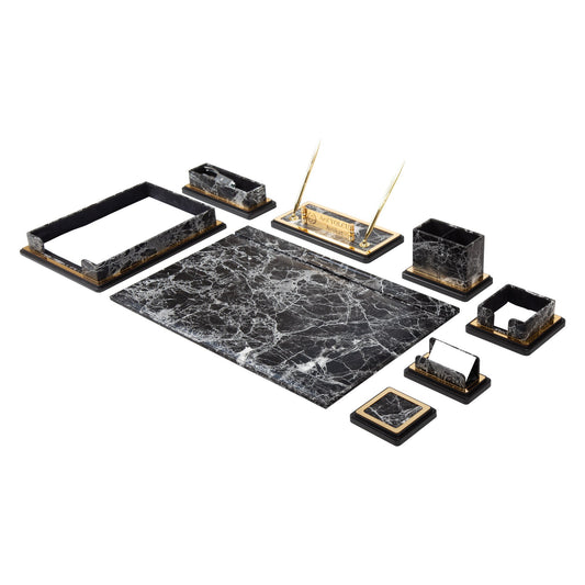 Pulsar Luxury Leather Desk Set – 10 Piece Executive Office Desk Organizer (Gray)