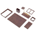 Luna Leather Desk Set 10 Accessories Brown