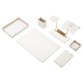 Luna Leather Desk Set 10 Accessories White
