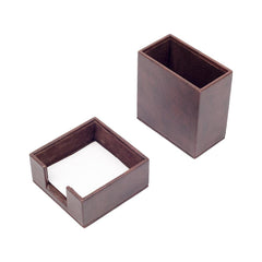 Luna - Conjunto de secretária castanho em pele sintética de 4 peças com base, porta-canetas, porta-memos e base para copo – vista do produto 4