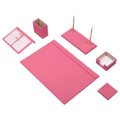 Set da Scrivania Luna Rosa da 8 Pezzi in Ecopelle con Targa Personalizzata – vista del prodotto 1