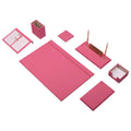Luna Leather Desk Set 9 Accessories Pink