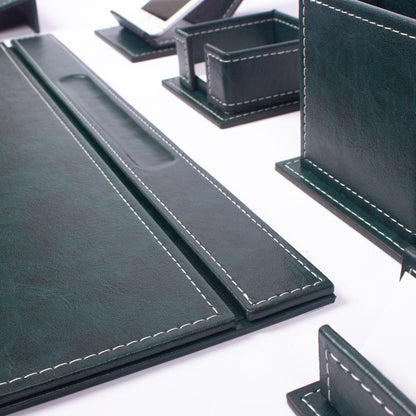 VEGA Leather Desk Set - 12 Accessories - Green