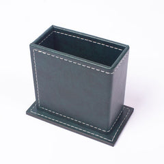 Vega - Set da scrivania verde in similpelle da 4 pezzi con cuciture bianche – vista del prodotto 4