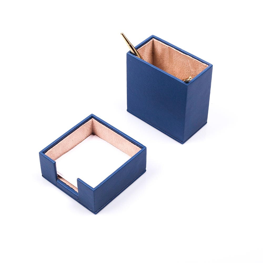 Luna Leather Desk Set 4 Accessories Blue