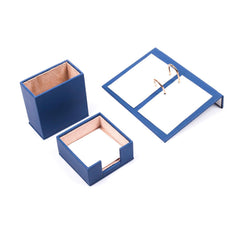 Luna - Set da scrivania blu in similpelle da 5 pezzi con portabiglietti e accessori da scrittura – vista del prodotto 5