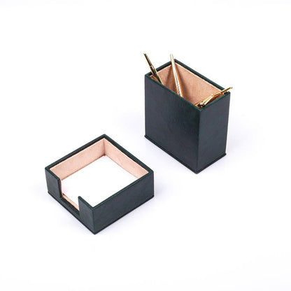 Luna Leather Desk Set 5 Accessories Green