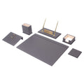 Luna Leather Desk Set 8 Accessories Gray