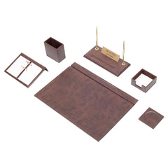 Luna Leather Desk Set 8 Accessories Brown