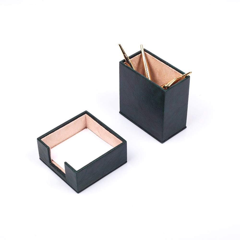 Luna Leather Desk Set 8 Accessories Green