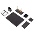 Luna Leather Desk Set 9 Accessories Black