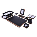 Star Luxury Black Leather Desk Set 11 Pieces With Double Document Rack