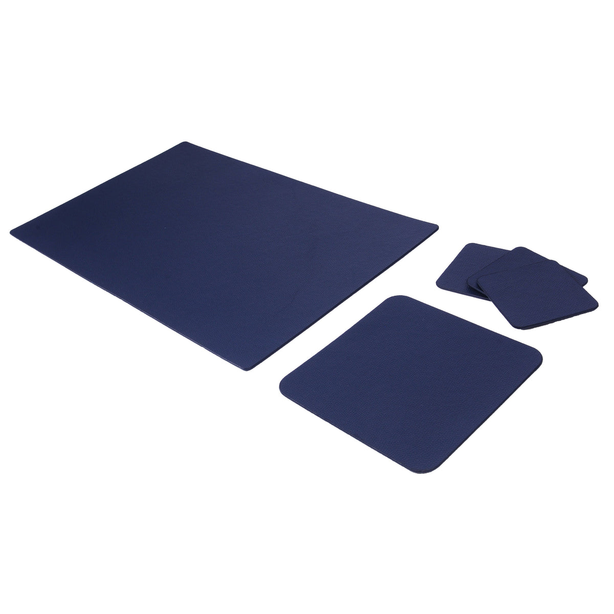 Set tappetino da scrivania nero in similpelle PU con mouse pad e 3 sottobicchieri – vista del prodotto 2